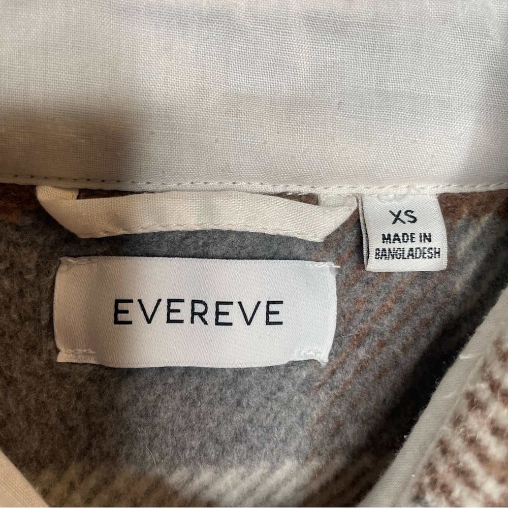Evereve Raye Plaid Longline Shacket Preppy Academia in Brown/Gray/White XS - Picture 13 of 16